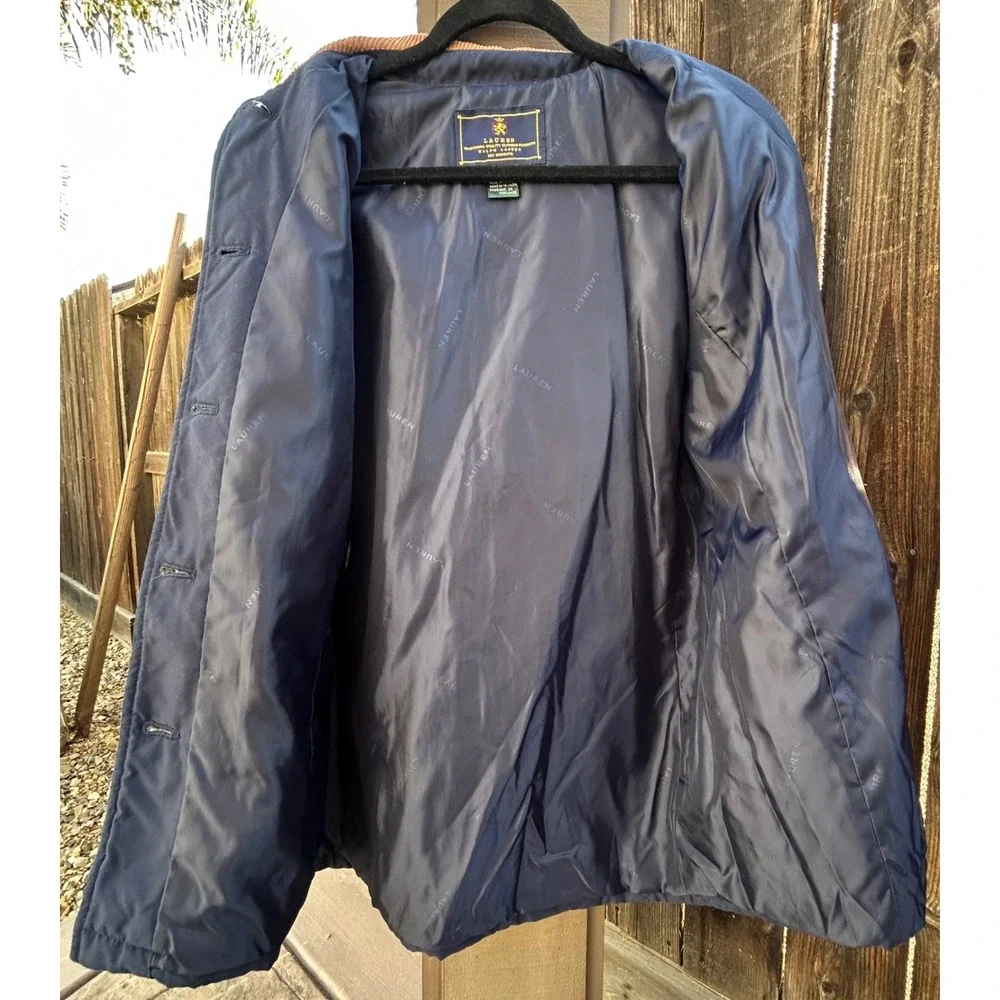 Lauren Ralph Lauren Jacket Womens PS Navy Quilted Corduroy Collar Barn Coat